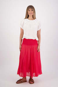 Skirts: Pandora Red Ramie Skirt
