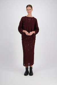 Meena Merlot Wool Skirt