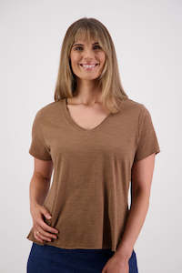 T Shirts: Jena Tan Cotton T-Shirt