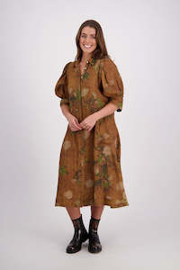 Sale: Christine Tan Floral Ramie Shirt Dress