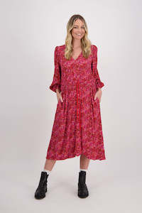 Cara Red Floral Dress