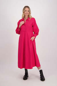 Henrietta Red Poplin Shirt Dress