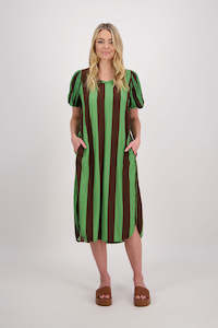 Petra Chocolate/Green Stripe Dress
