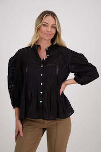 Sale Tops: Halo Black Cotton Shirt