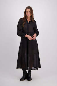 Hollie Black Ramie Shirt Dress
