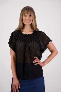 Matching Sets: Shelley Black Linen Top