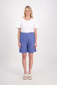 Pax Bright Blue Houndstooth Linen Short