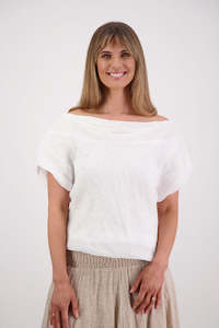 Linen Tops Shirts: Shelby White Linen Top