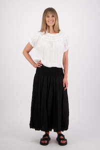 Sarah Black Linen Gauze Skirt