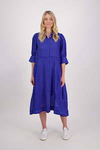 Shirt Dresses: Christine Royal Ramie Shirt Dress