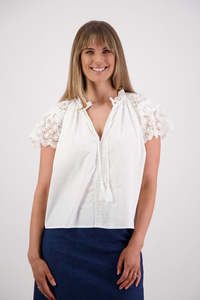 Neutral: Sebbie White Cotton Poplin Top