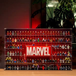 BrickFans Premium Wall-Mounted Display Case for LEGO® Marvel Logo & 124 Minifigures