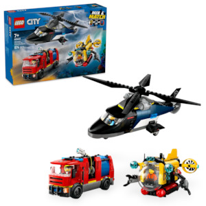 Lego City: LEGO City 60462 Helicopter, Fire Engine & Submarine Remix