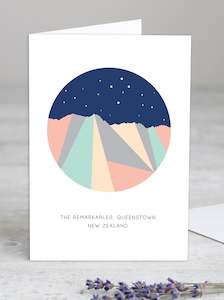 Bridget_Hall: The Remarkables Night Southern Cross Modern, Queenstown, New Zealand Geometric Design Card