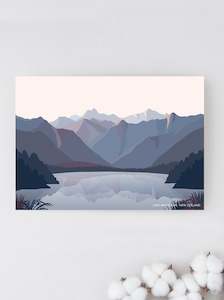 Bridget_Hall: Lake Matheson, Aoraki Mt Cook Reflection, West Coast New Zealand. Modern Greeting Card