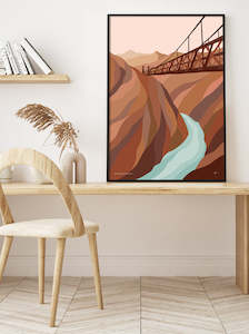 Skippers Canyon, Queenstown, New Zealand Landscape Art Print