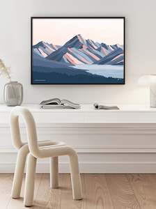 Aoraki Mt Cook New Zealand Art Print. Modern Mountain Artwork. Highest mountain in NZ
