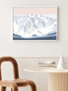 Usa Art Prints: MAMMOTH MOUNTAIN, California. Snow Resort Ski Trail Map Wall Art Print