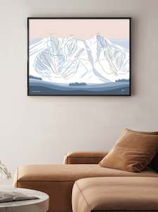 Ski Trail Map Art: SUGARBUSH SKI RESORT, VERMONT, USA. Modern Mountain Trail Map Wall Art Print