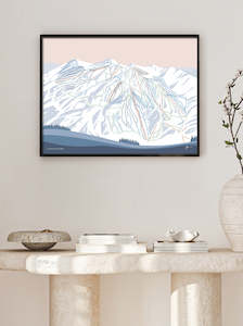 BIG WHITE, British Columbia. Mountain Ski Resort Trail Map Wall Art Poster