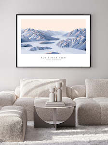 Roy's Peak View, Lake Wānaka, New Zealand Modern Mountain Art Print with white border