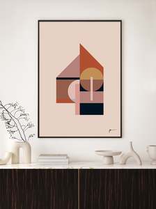 Mid Century Abstract House Wall Art Print