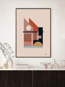 Mid Century Abstract House Wall Art Print