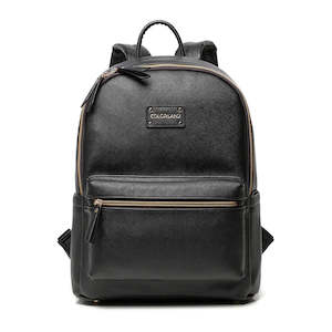 Bag: Vegan Leather Black Colorland Nappy Bag Backpack