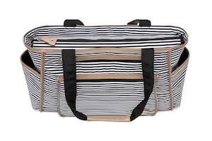 Bag: Stripe Tote Nappy Bag Black