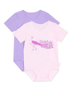 2 Pack Short Sleeve Wonderbodies Bodysuit Peacock CLEARANCE