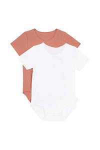 2 Pack Short Sleeve Wonderbodies Bodysuit Marscapone CLEARANCE