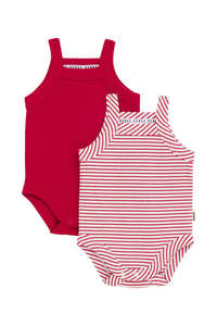 Parisian Red Newbies Rib Singlet Suit 2 Pack