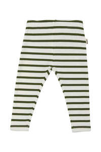 Legging: Khaki Stripe Wide Needle Rib Leggings