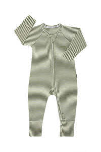 Newborn: Newbies Khaki Wide Needle Rib Zippy