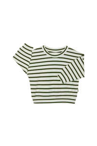 Khaki Stripe Wide Needle Rib Pullover