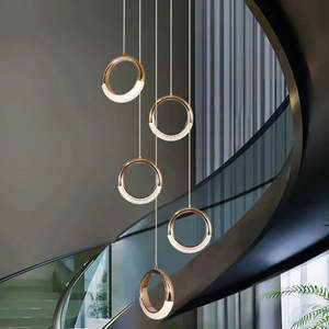 Luna Cascade Ring Pendant Light 35W, 4000K Neutral White, Clear Acrylic, D500×H2000mm