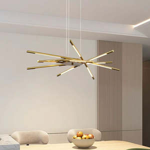 Lighting 1: Modern Copper LED Pendant Light 40W, D780×H1200mm, 3000K Warm White