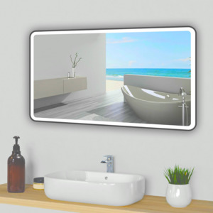 Bathroom Lighting: Rectangular LED Mirror Light – 1200x700mm Grey Frame Anti-Fog
