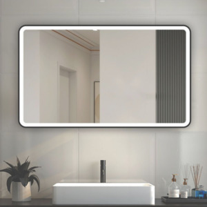 Bathroom Lighting: Rectangular LED Mirror Light – 900x700mm Grey Frame Anti-Fog