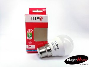 Titan LED Light Bulb G45 5W B22 6500K
