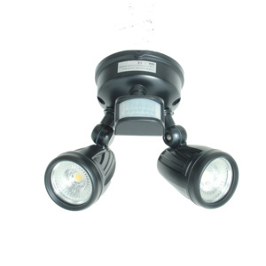 Spots Lighting: SENSOR Black LED Aluminium Outdoor Security Flood Twin Spotlight