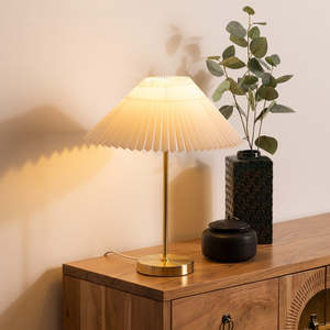 Lamp: LIORA Elegant Bedside Table Lamp with Wood&TC Shade – E27, 25W Max