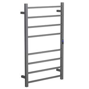 Bathroom Area: Gun Metal Electric Heated Towel Rail 8 Bar 600mm Timer & Temp Control