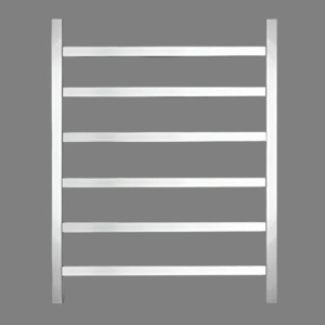 Heated Towel Rail: HTR Heated towel rail, Stainless Steel Polished, 6 Square bars 600Wx800Hx120D 60W