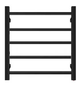 Heated Towel Rail: HTR Heated towel rail, Black, 5 Square bars 400Wx600Hx120D 50W