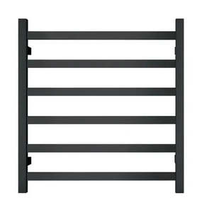 HTR Heated towel rail, Black, 6 Square bars 600Wx800Hx120D 60W