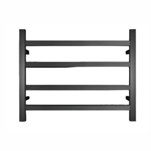Heated Towel Rail: HTR Heated towel rail, Black, 4 Square bars 600Wx500Hx120D 45W