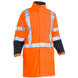 Wet Weather Gear: BISLEY TTMC X Taped Hi Vis Stretch PU Rain Coat (BJ6955XT)