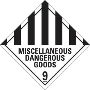 Dangerous Goods Label Class 9 Miscellaneous Dangerous Goods