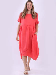 Apparel: Mila Linen Dress Coral